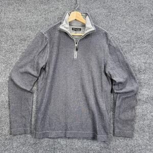 Banana Republic Sweater Mens Medium Gray Half Zip Pullover Casual Classic Cotton